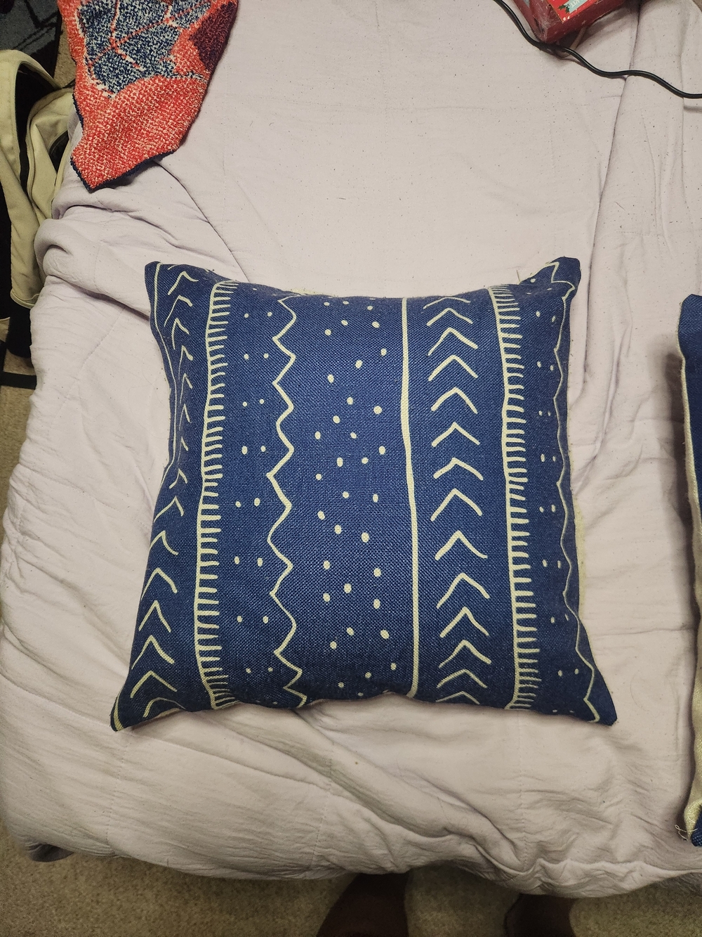 Blue Patterned Decorative Throw Pillow by